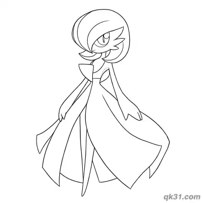 Free printable Gardevoir Holding Dress Skirt Coloring Page coloring page