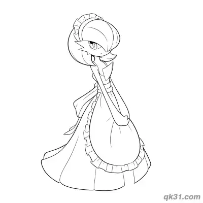 Free printable Gardevoir Maid Outfit Apron Coloring Page coloring page