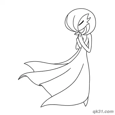 Free printable Gardevoir Praying Hands Together Coloring Page coloring page