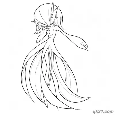 Free printable Gardevoir Side Pose Hand To Face Coloring Page coloring page