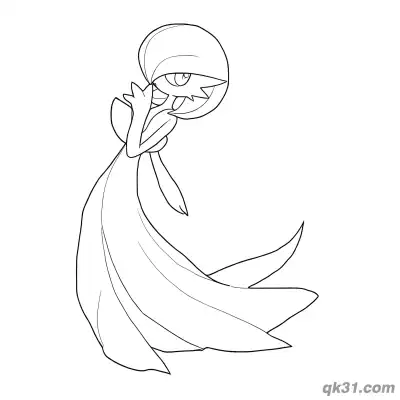 Free printable Gardevoir Side Pose Hand Up Shush Gesture Coloring Page coloring page
