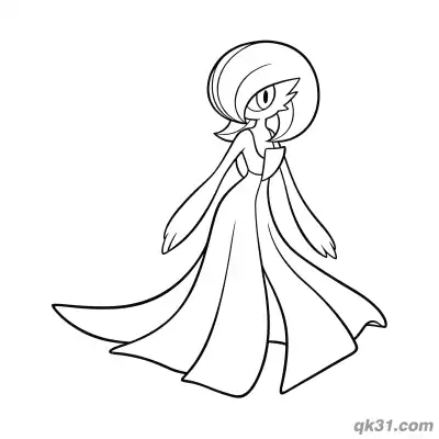 Free printable Gardevoir Side Profile Long Gown Coloring Page coloring page