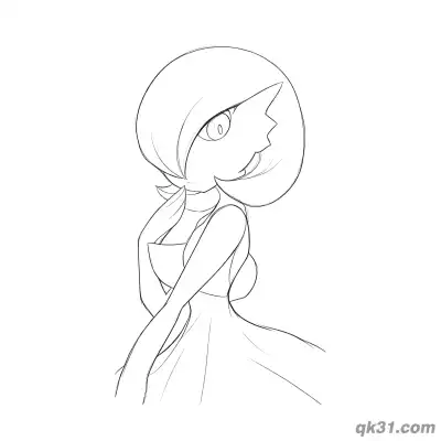 Free printable Gardevoir Side Profile Touching Hair Coloring Page coloring page