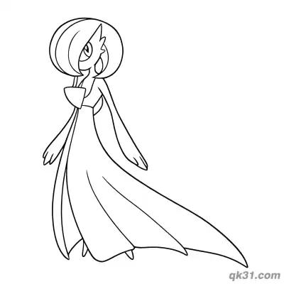 Free printable Gardevoir Side View Dress Down Coloring Page coloring page