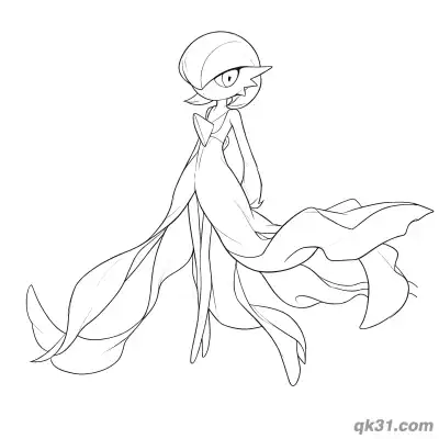 Free printable Gardevoir Side View Flowing Dress Coloring Page coloring page