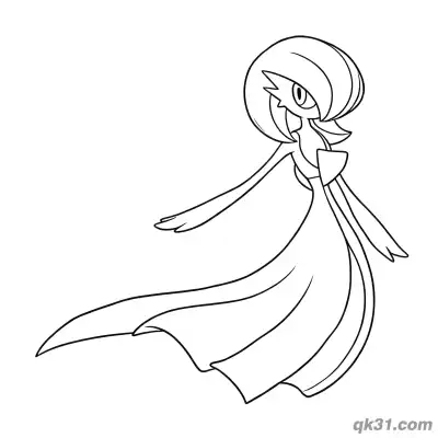 Free printable Gardevoir Sideways Flying Gliding Coloring Page coloring page