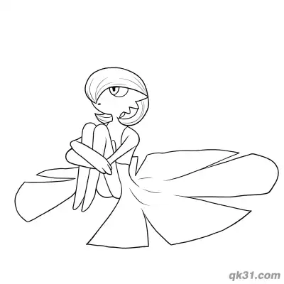Free printable Gardevoir Sitting With Knees Up Coloring Page coloring page