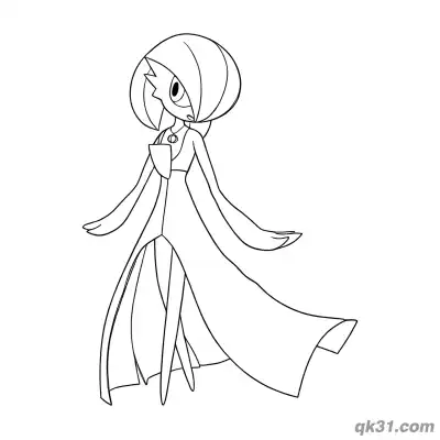 Free printable Gardevoir Standing With Necklace Elegant Coloring Page coloring page