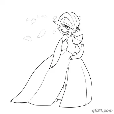 Free printable Mega Gardevoir Beautiful Falling Petals Coloring Page coloring page