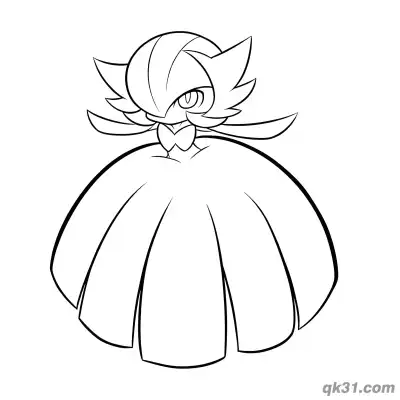 Free printable Mega Gardevoir Close Up Cute Portrait Coloring Page coloring page