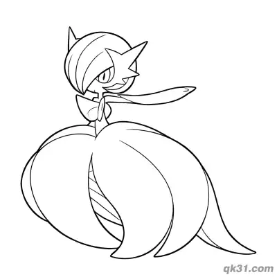 Free printable Mega Gardevoir Dancing with Flying Skirt Coloring Page coloring page