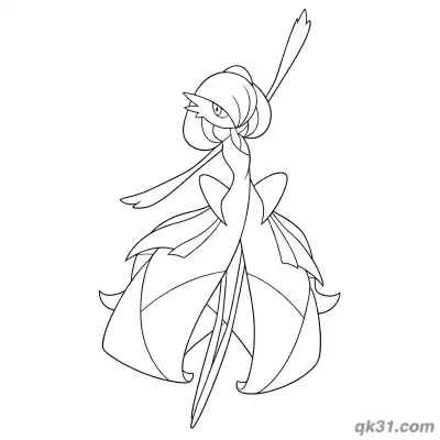 Free printable Mega Gardevoir Elegant Flying Pose Coloring Page coloring page
