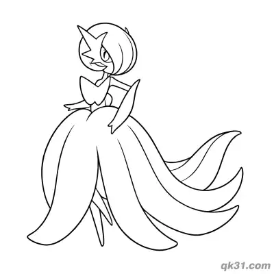 Free printable Mega Gardevoir Glamorous Flowing Skirt Coloring Page coloring page