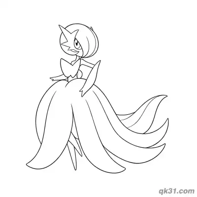 Free printable Mega Gardevoir Graceful Elegant Standing Coloring Page coloring page