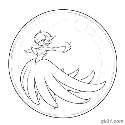 Free printable Mega Gardevoir Inside Poké Ball Magic Coloring Page coloring page
