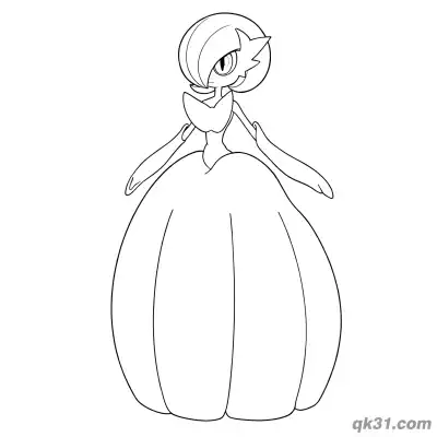 Free printable Mega Gardevoir Simple Front Facing Pose Coloring Page coloring page