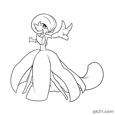 Free printable Mega Gardevoir Spell Casting Action Pose Coloring Page coloring page