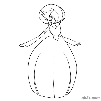 Free printable Mega Gardevoir Standard Standing Front View Coloring Page coloring page