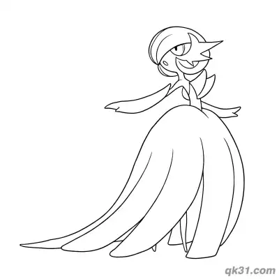 Free printable Mega Gardevoir Turning Smile Charming Pose Coloring Page coloring page
