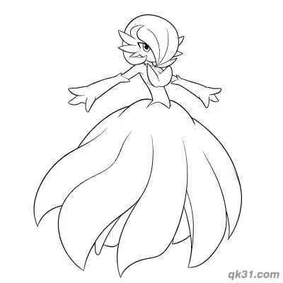 Free printable Mega Gardevoir Wide Open Arms Pose Coloring Page coloring page