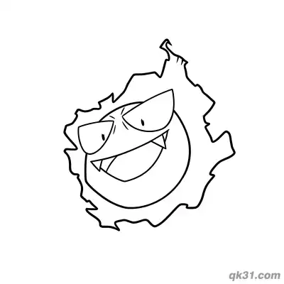 Free printable Gastly Breaking Through Shadow pdf Coloring Page coloring page