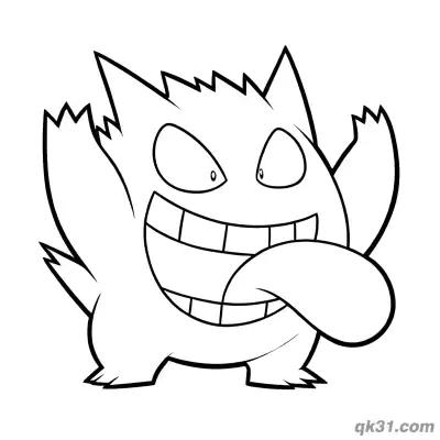 Free printable Gengar Grinning Free Coloring Page coloring page