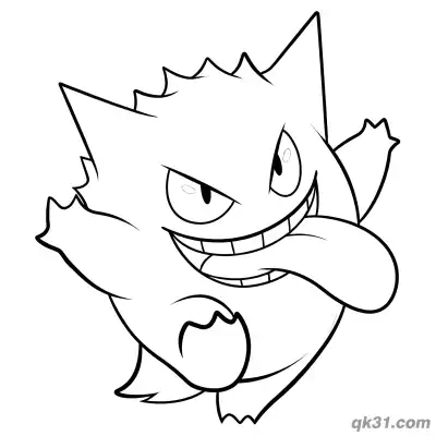 Free printable Playful Tongue Out Gengar Coloring Page coloring page
