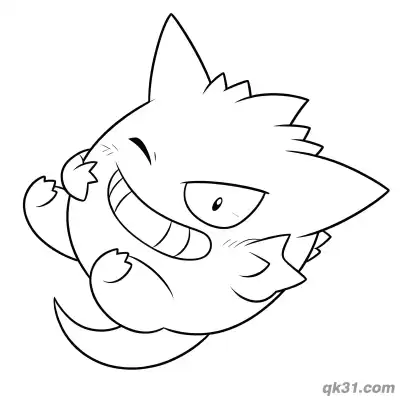 Free printable Winking Head Tilt Gengar Pokemon Coloring Page coloring page