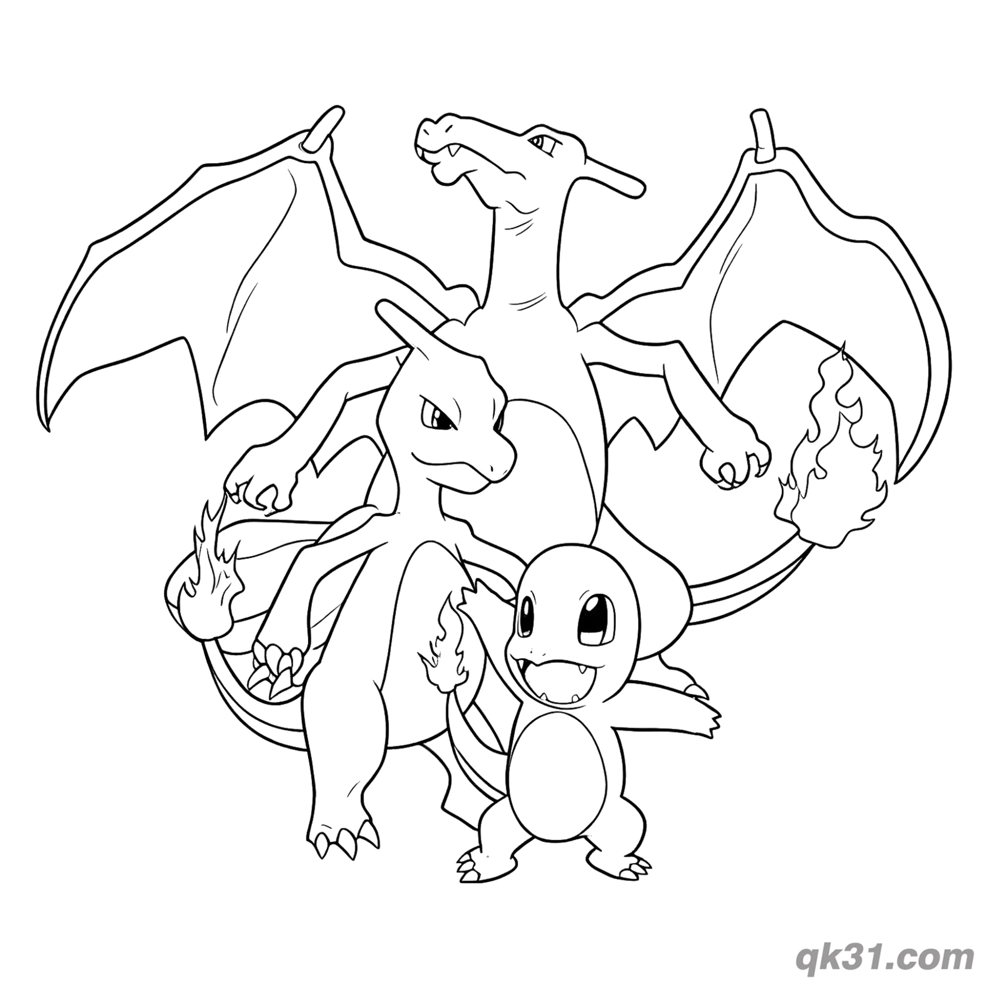 Charizard Evolution Line Kids Coloring Page – Free Printable Coloring Page for Kids and Adults