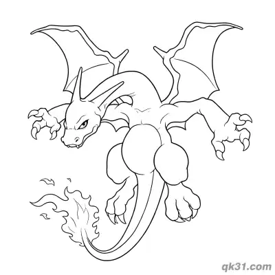Free printable Fire Breathing Charizard Printable Coloring Page coloring page