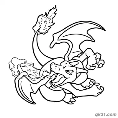 Free printable Full Body Fire-Wreathed Gigantamax Charizard Coloring Page coloring page