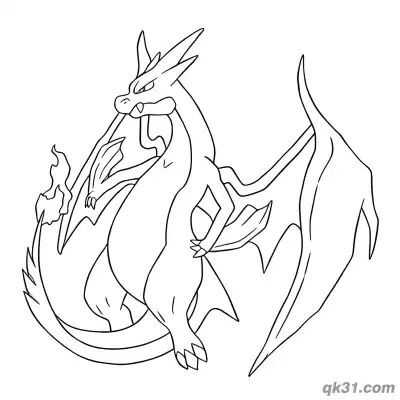 Free printable Side Flame Pose Gigantamax Charizard Coloring Page coloring page
