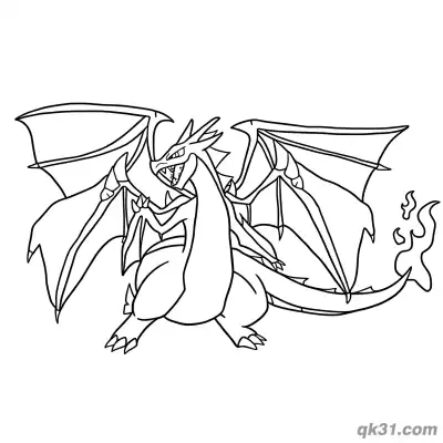 Free printable Wings Spread Flying Gigantamax Charizard Coloring Page coloring page