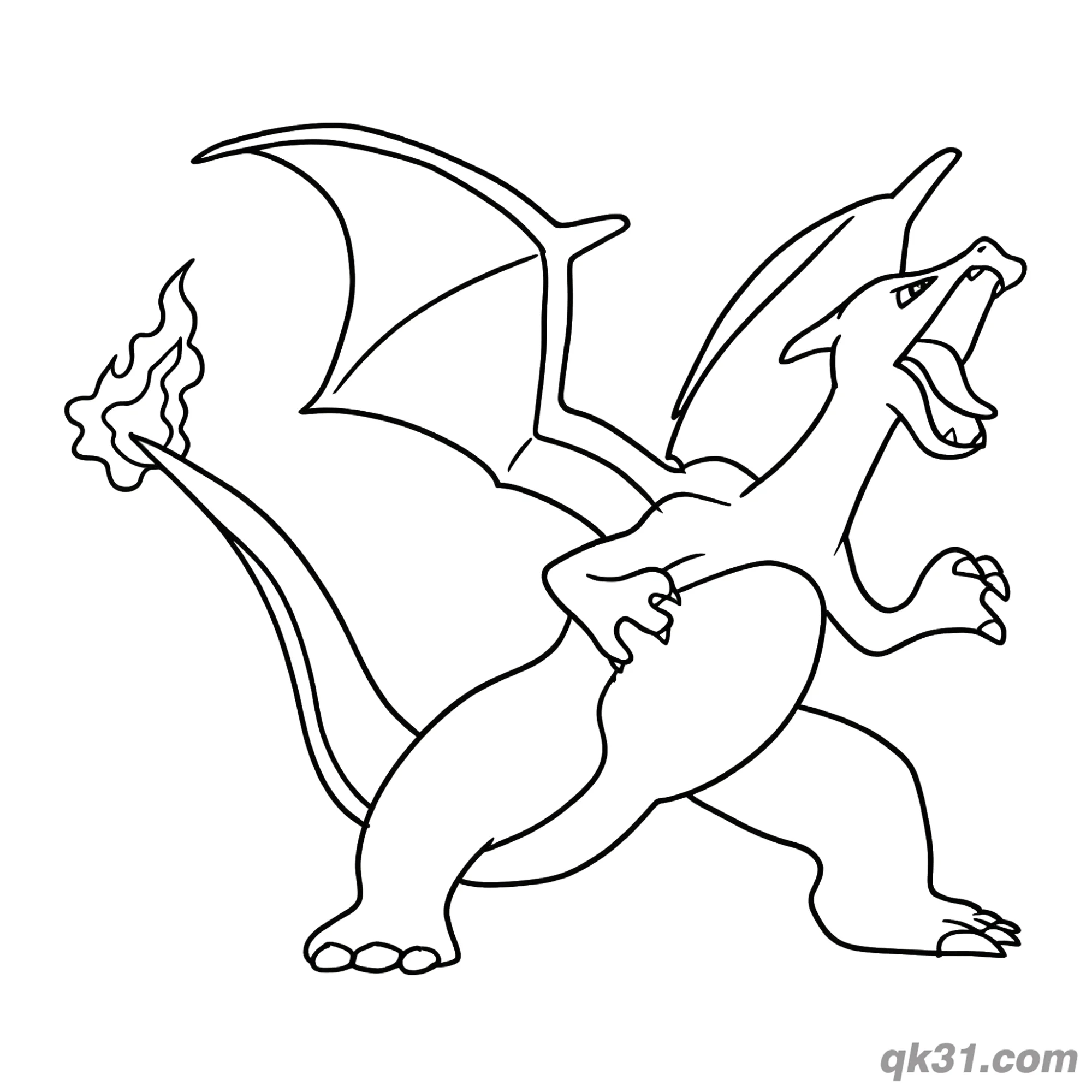 Roaring Charizard Pokemon Coloring Page PDF – Free Printable Coloring Page for Kids and Adults