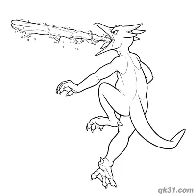 Free printable Shooting Water Gun Attack Golduck Coloring Page coloring page