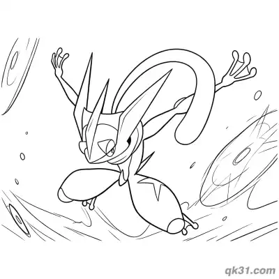 Free printable Air Slash Strong Greninja Coloring Page coloring page