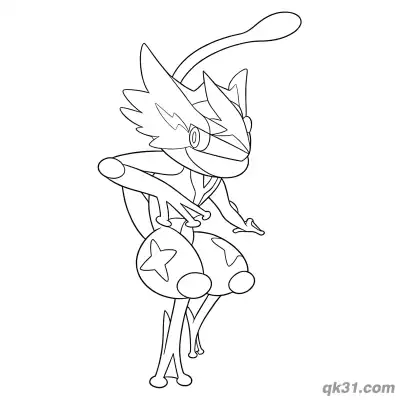 Free printable Ash-Greninja Side View Coloring Page coloring page