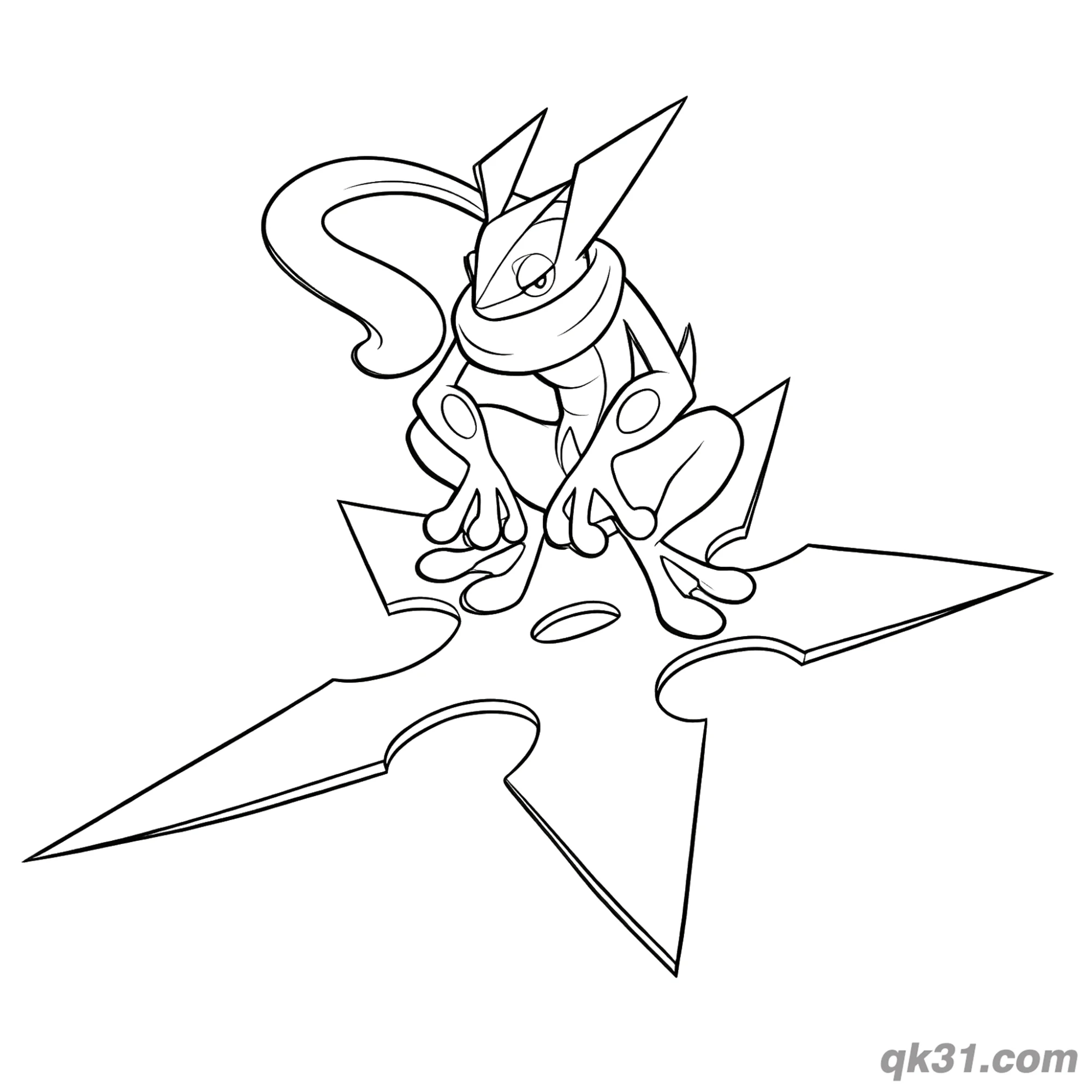 Crouching Greninja Coloring Page – Free Printable Coloring Page for Kids and Adults