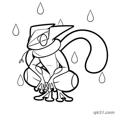 Free printable Cute Froakie Squatting Coloring Page coloring page