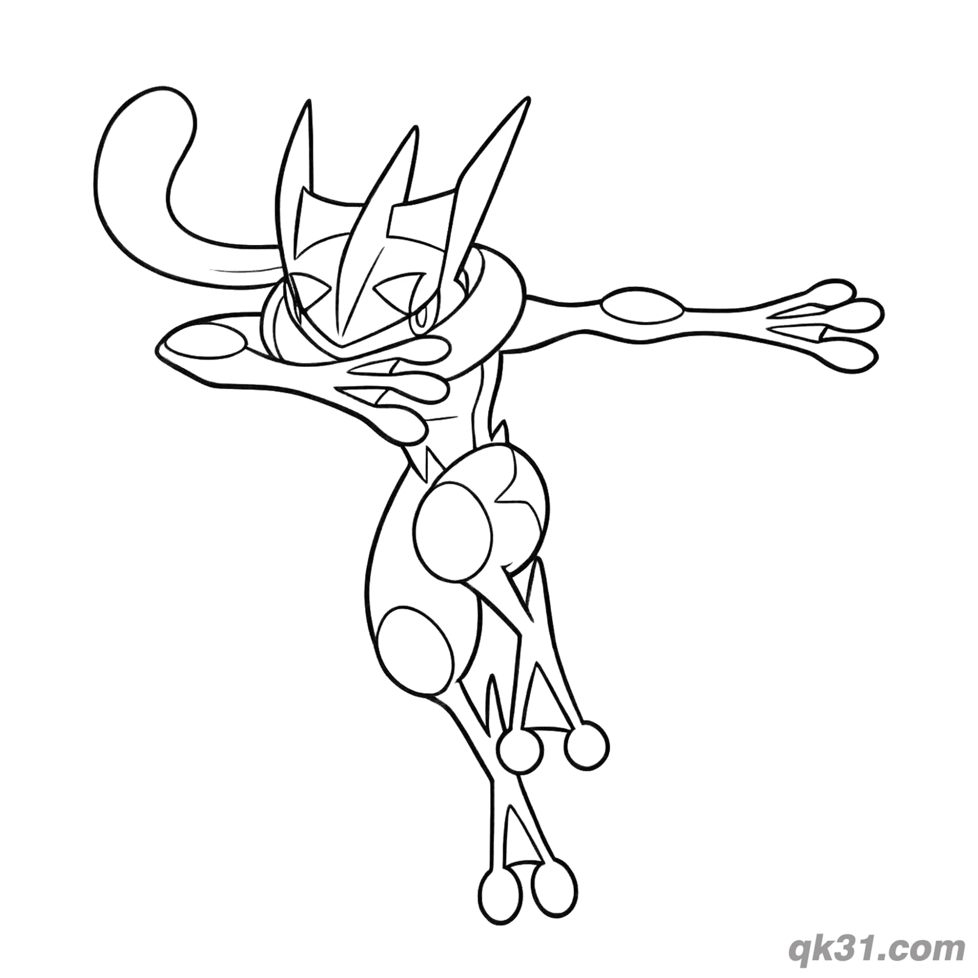 Diving Motion Greninja Coloring Page – Free Printable Coloring Page for Kids and Adults