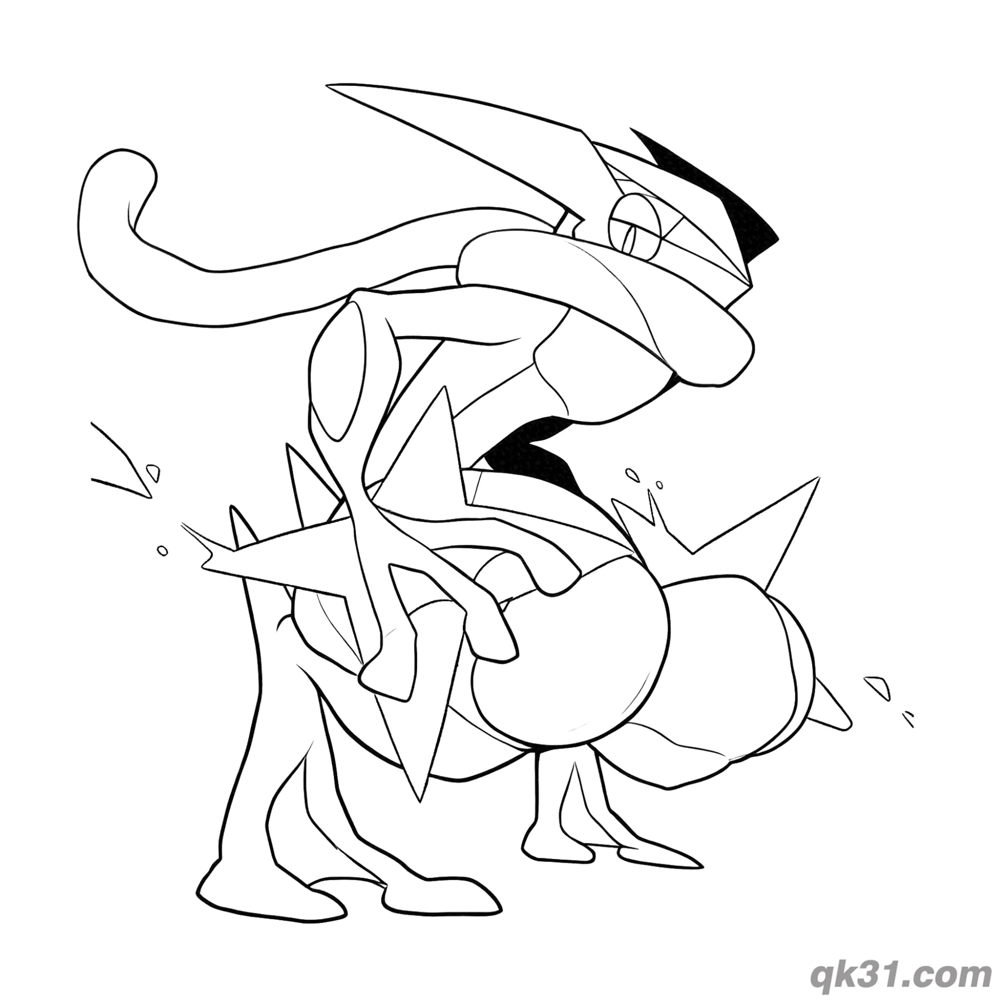 Dynamic Battle Greninja Coloring Page – Free Printable Coloring Page for Kids and Adults