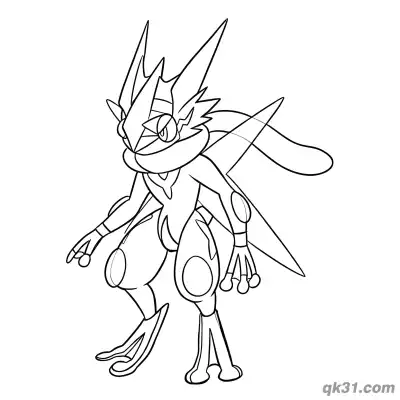 Free printable Eyes Closed Greninja Side Profile Coloring Page coloring page