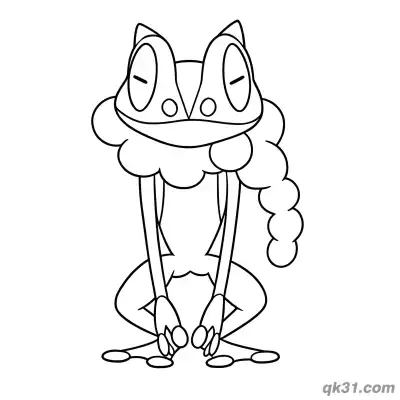 Free printable Froakie Squatting Cute Coloring Page coloring page