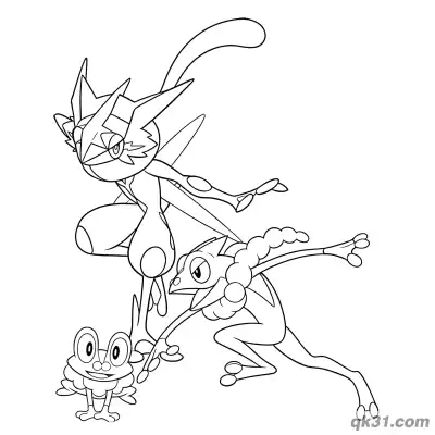 Free printable Greninja Family Coloring Page coloring page