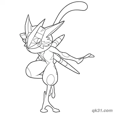 Free printable Greninja Profile Standing Coloring Page coloring page