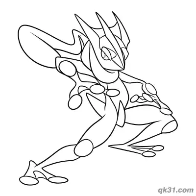 Free printable Greninja Standard Squatting Coloring Page coloring page