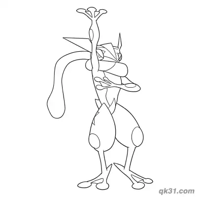 Free printable Jumping Greninja Side View Coloring Page coloring page
