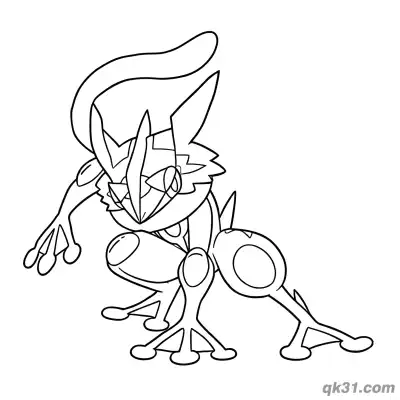 Free printable Ninja Crouching Greninja Coloring Page coloring page