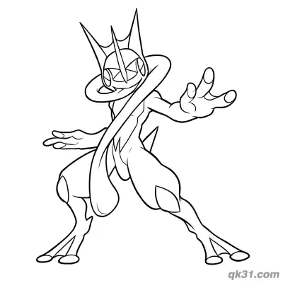 Free printable Ninja Ready Stance Greninja Coloring Page coloring page