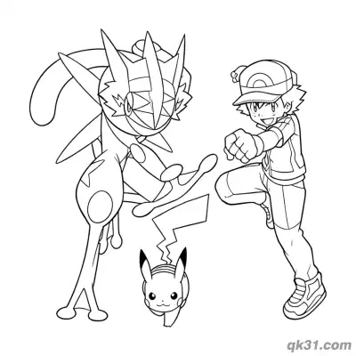 Free printable Pokemon Team Ash-Greninja Coloring Page coloring page